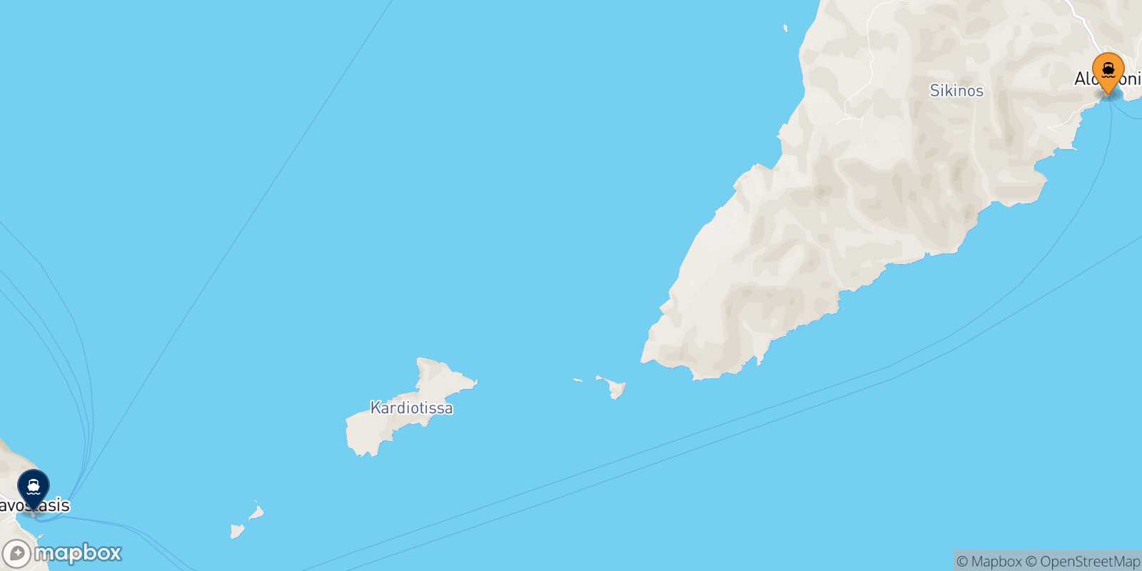 Mappa della rotta Sikinos Folegandros