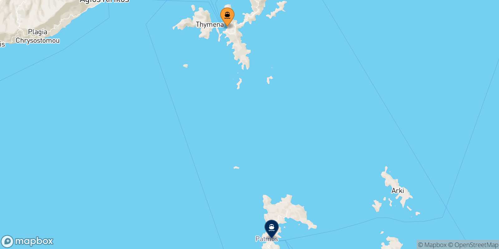 Mappa della rotta Fourni Patmos
