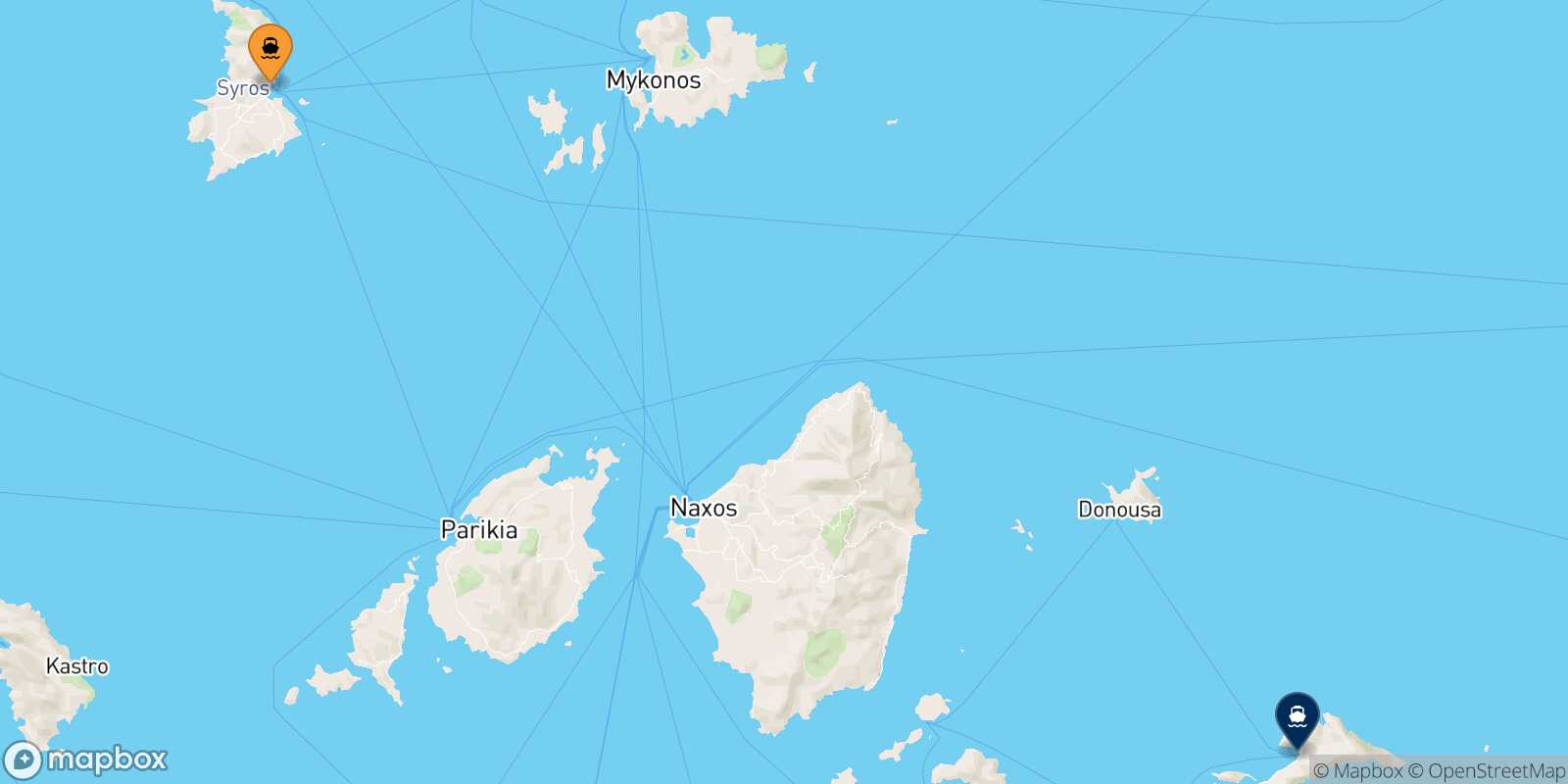 Mappa della rotta Syros Aegiali (Amorgos)