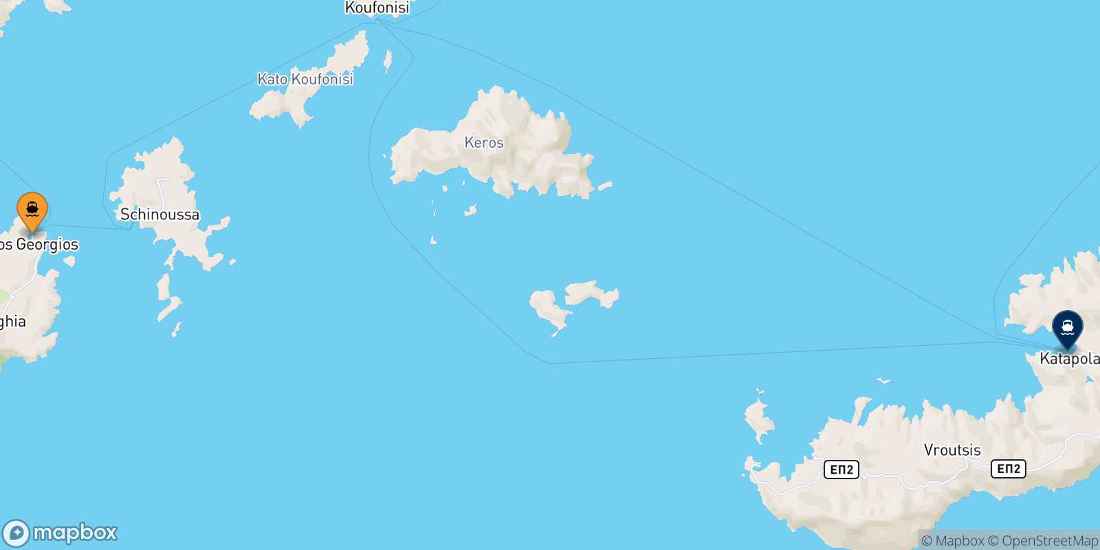 Mappa della rotta Iraklia Katapola (Amorgos)