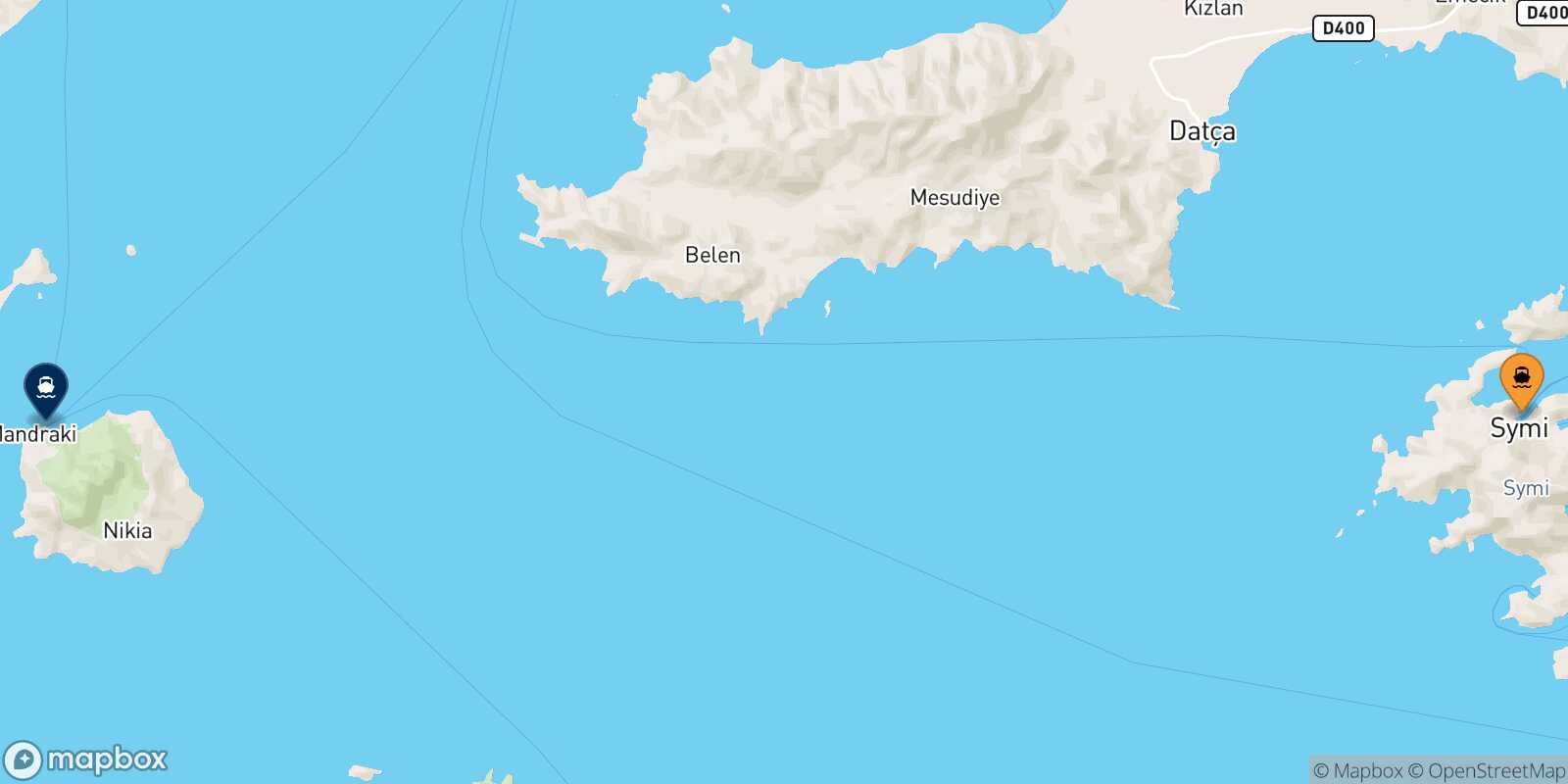 Mappa della rotta Symi Nisyros
