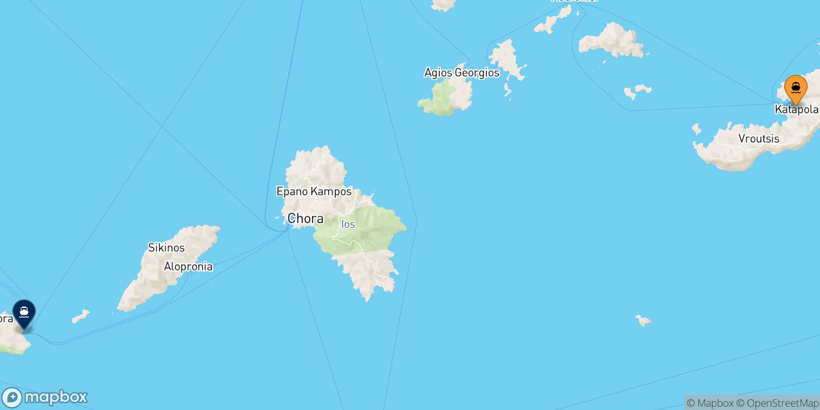 Mappa della rotta Katapola (Amorgos) Folegandros
