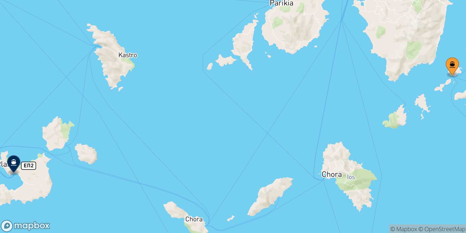 Mappa della rotta Koufonissi Milos
