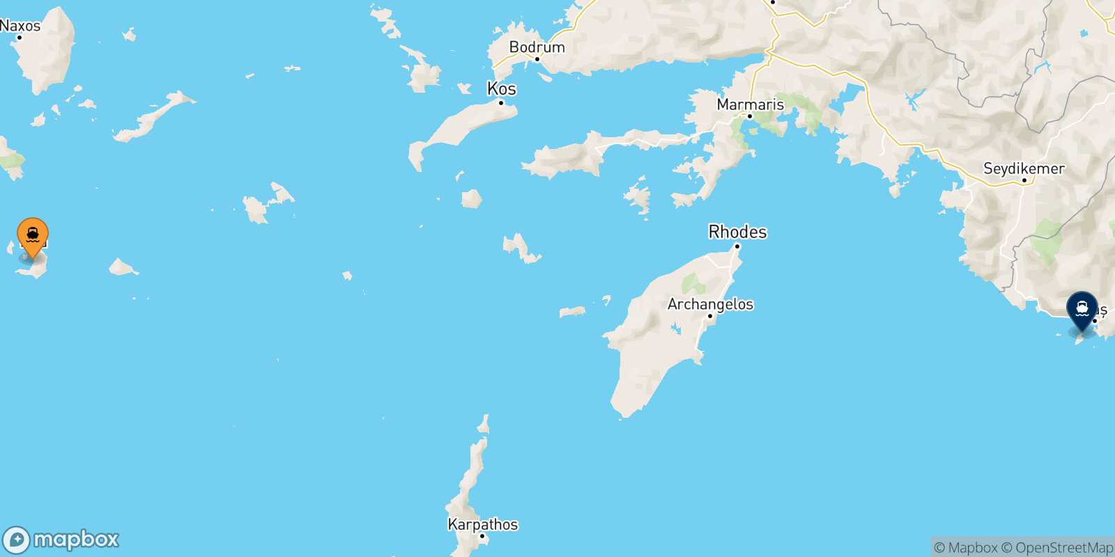 Mappa della rotta Santorini Kastellorizo
