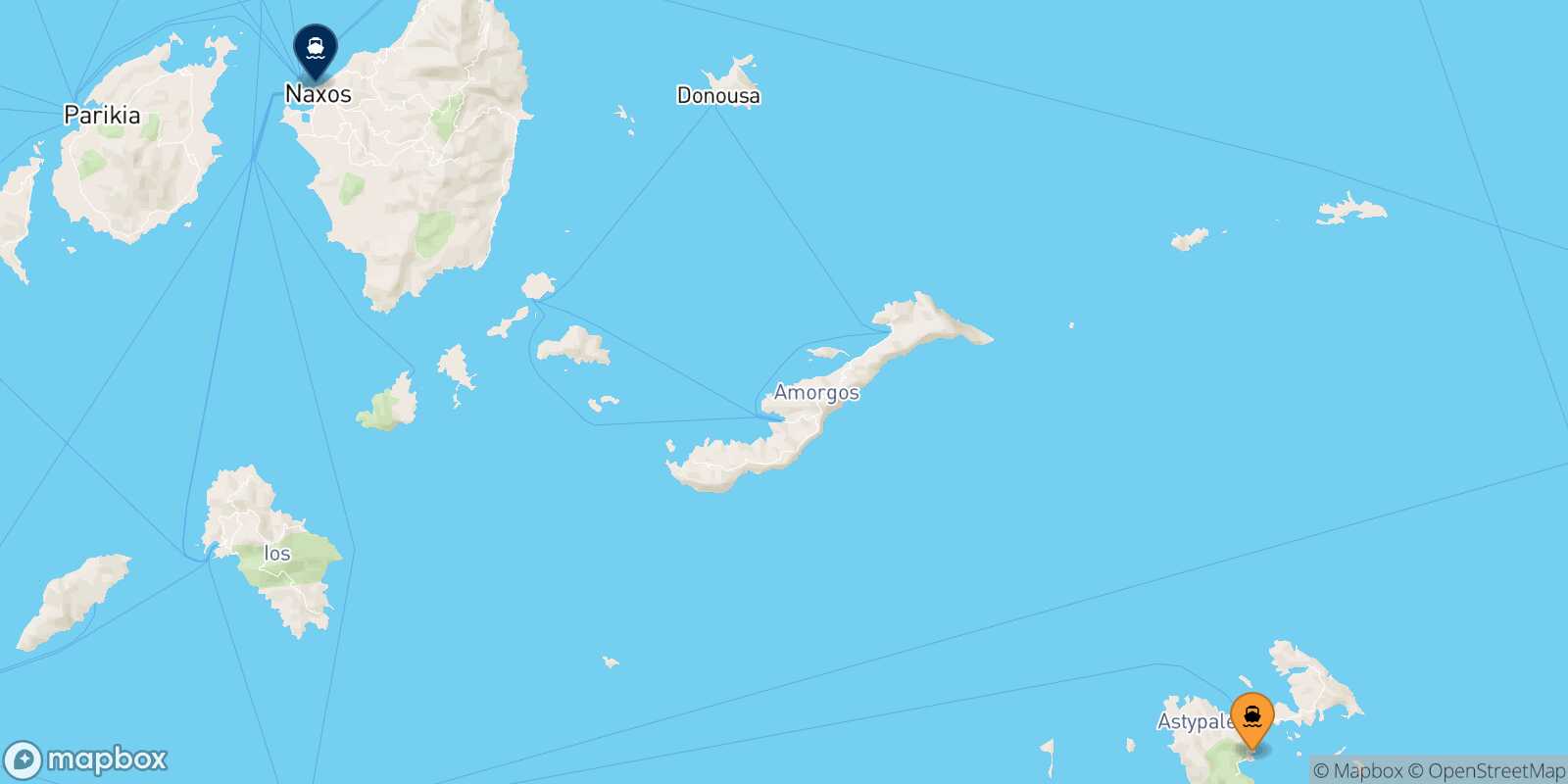 Mappa della rotta Astypalea Naxos