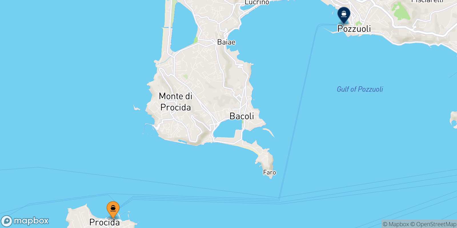 Mappa della rotta Procida Casamicciola (Ischia)