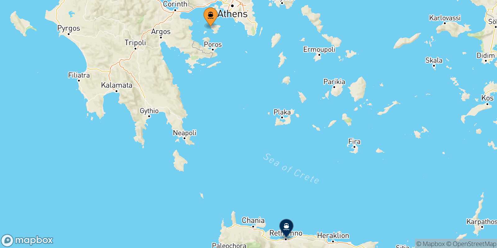 Mappa della rotta Aegina Myli (Agistri)