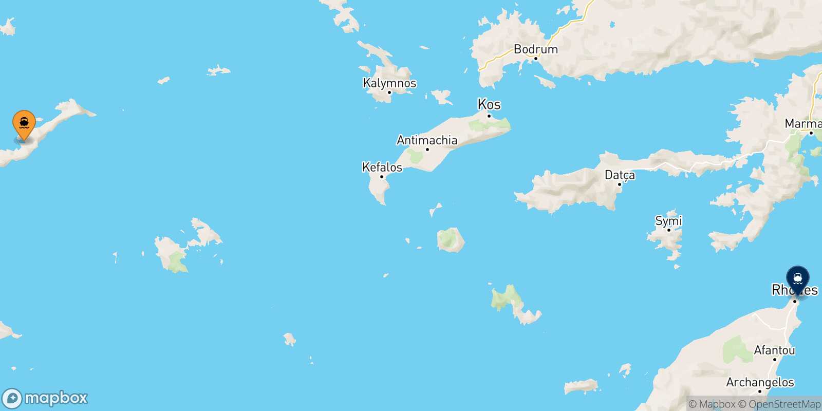 Mappa della rotta Katapola (Amorgos) Rodi