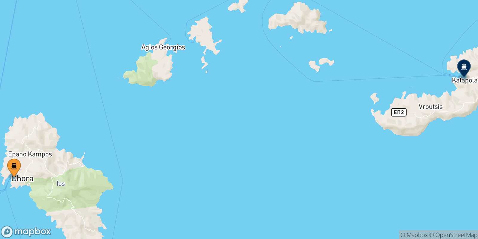 Mappa della rotta Ios Katapola (Amorgos)