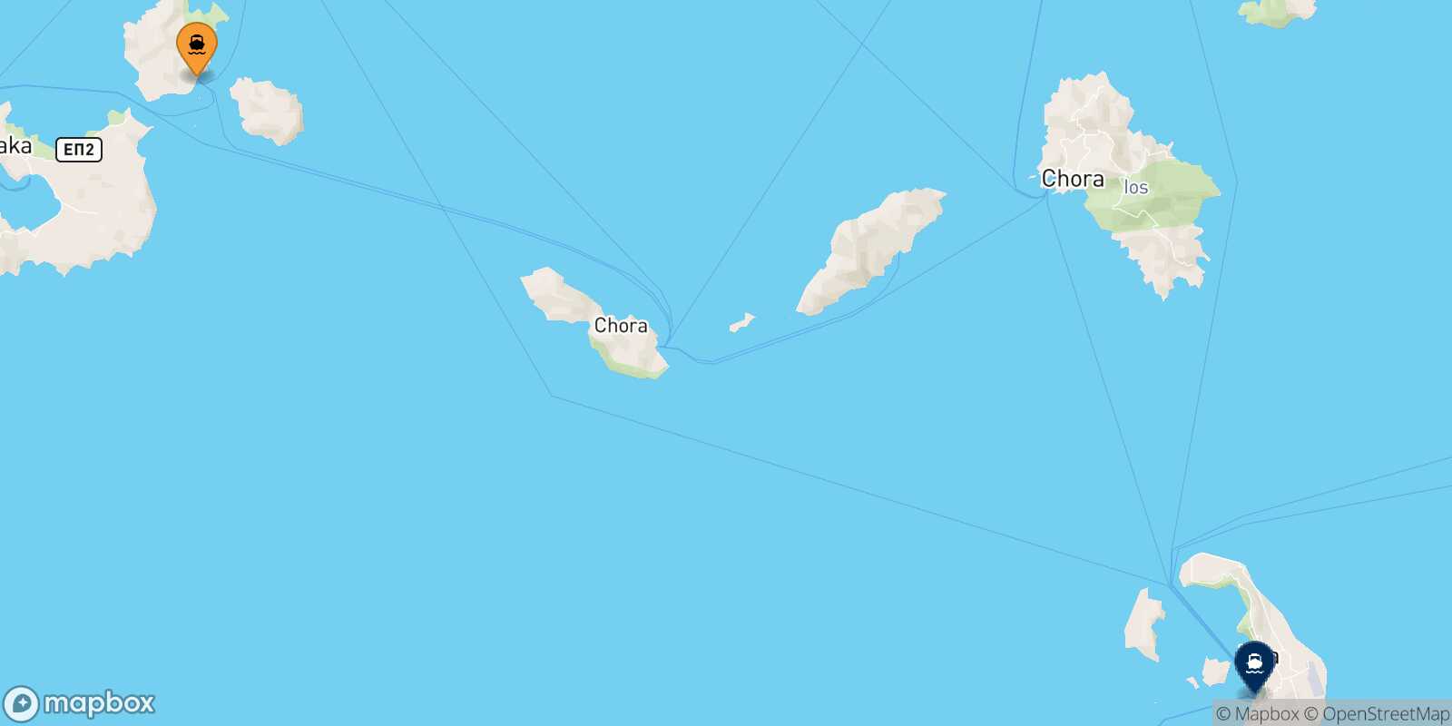 Mappa della rotta Kimolos Santorini