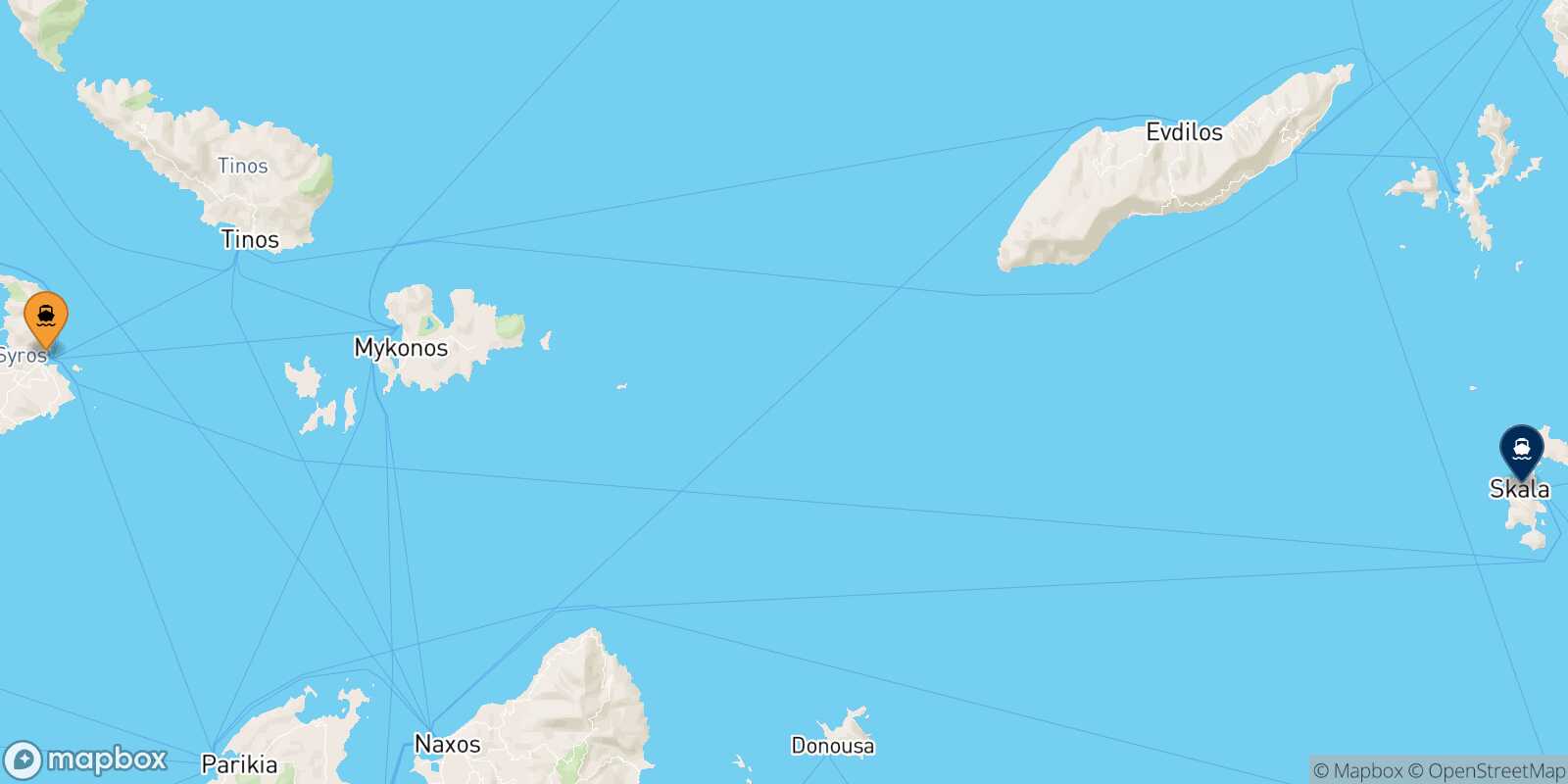 Mappa della rotta Syros Patmos