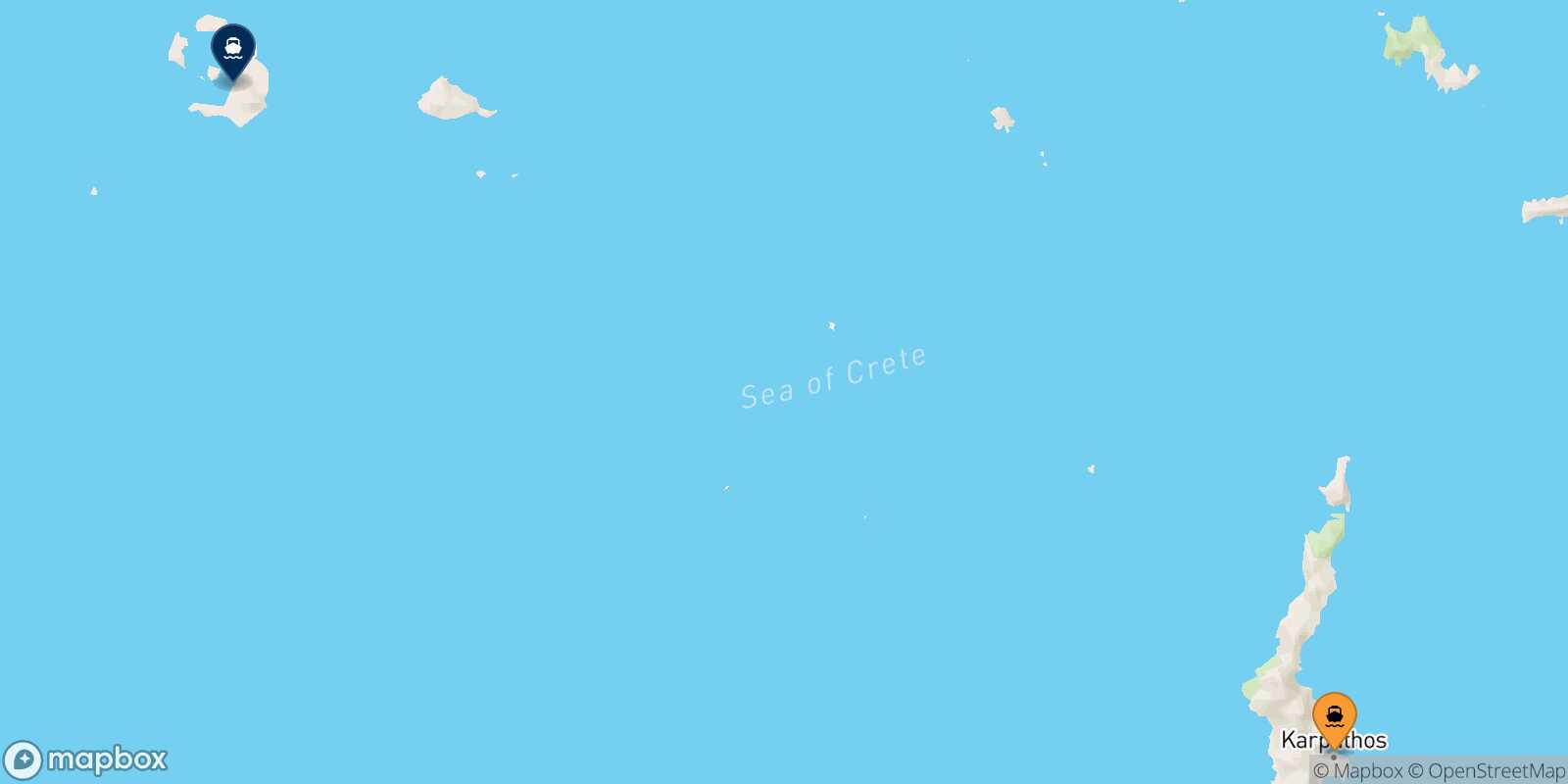 Mappa della rotta Diafani (Karpathos) Santorini