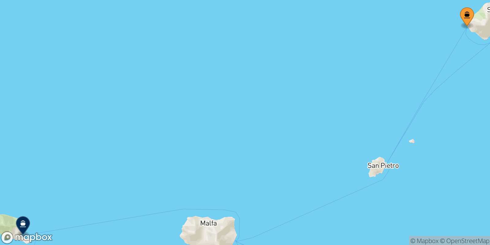 Mappa della rotta Ginostra (Stromboli) Filicudi