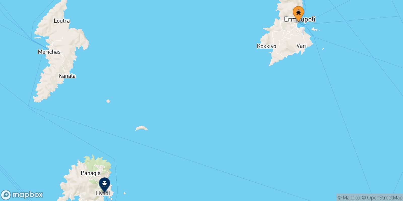 Mappa della rotta Syros Serifos