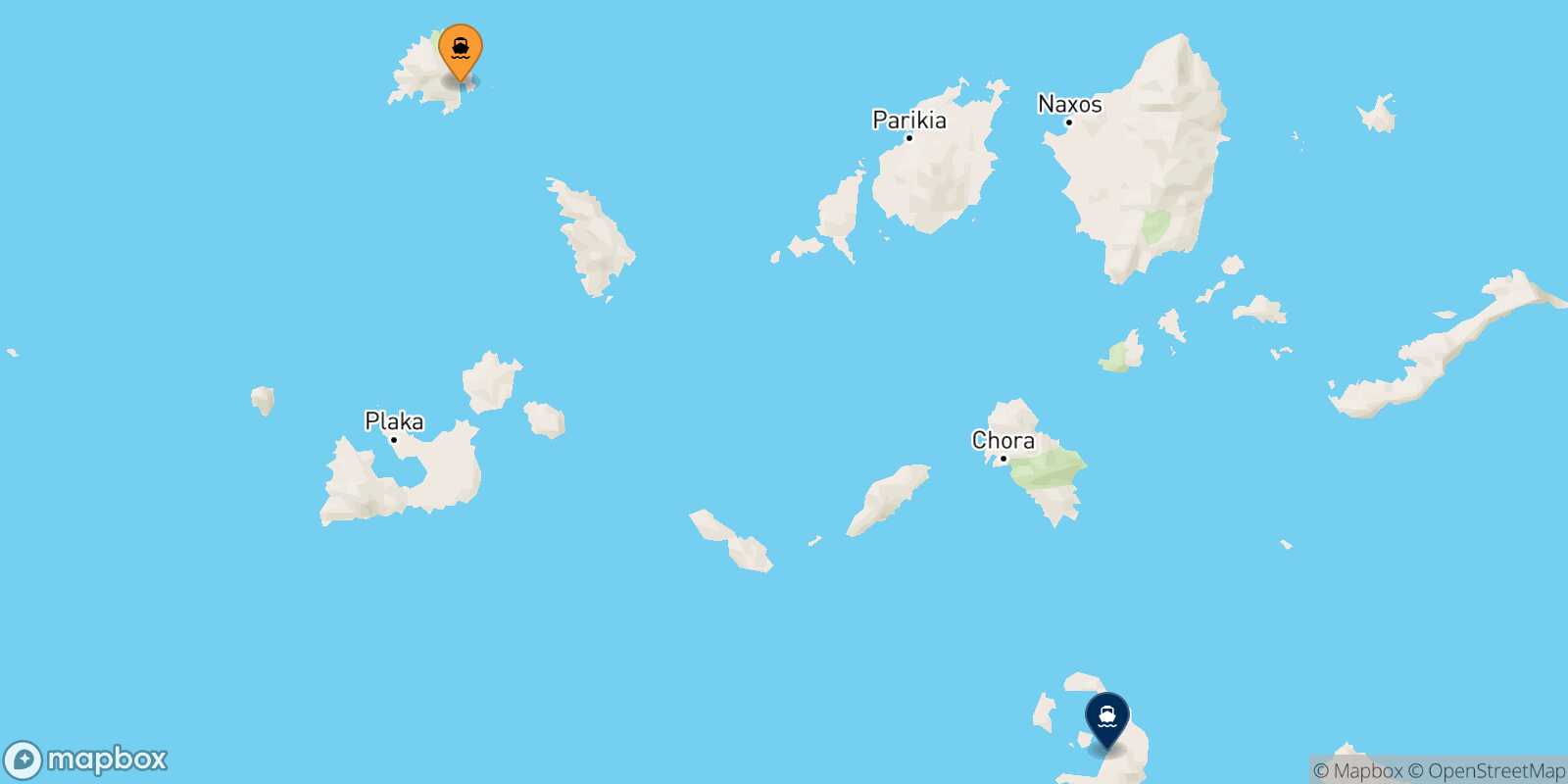 Mappa della rotta Serifos Santorini