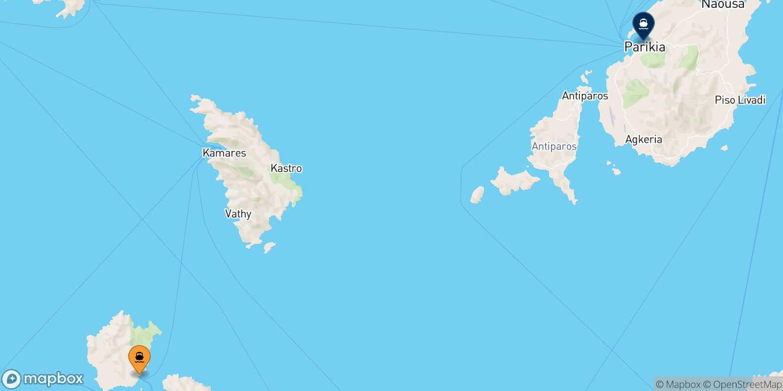 Mappa della rotta Kimolos Paros