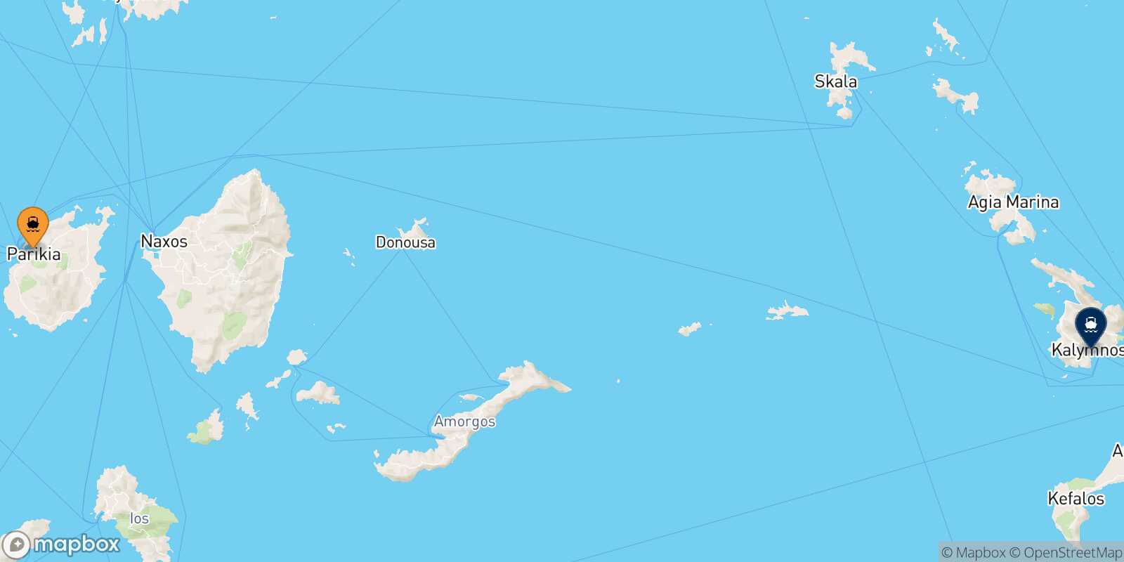 Mappa della rotta Paros Kalymnos