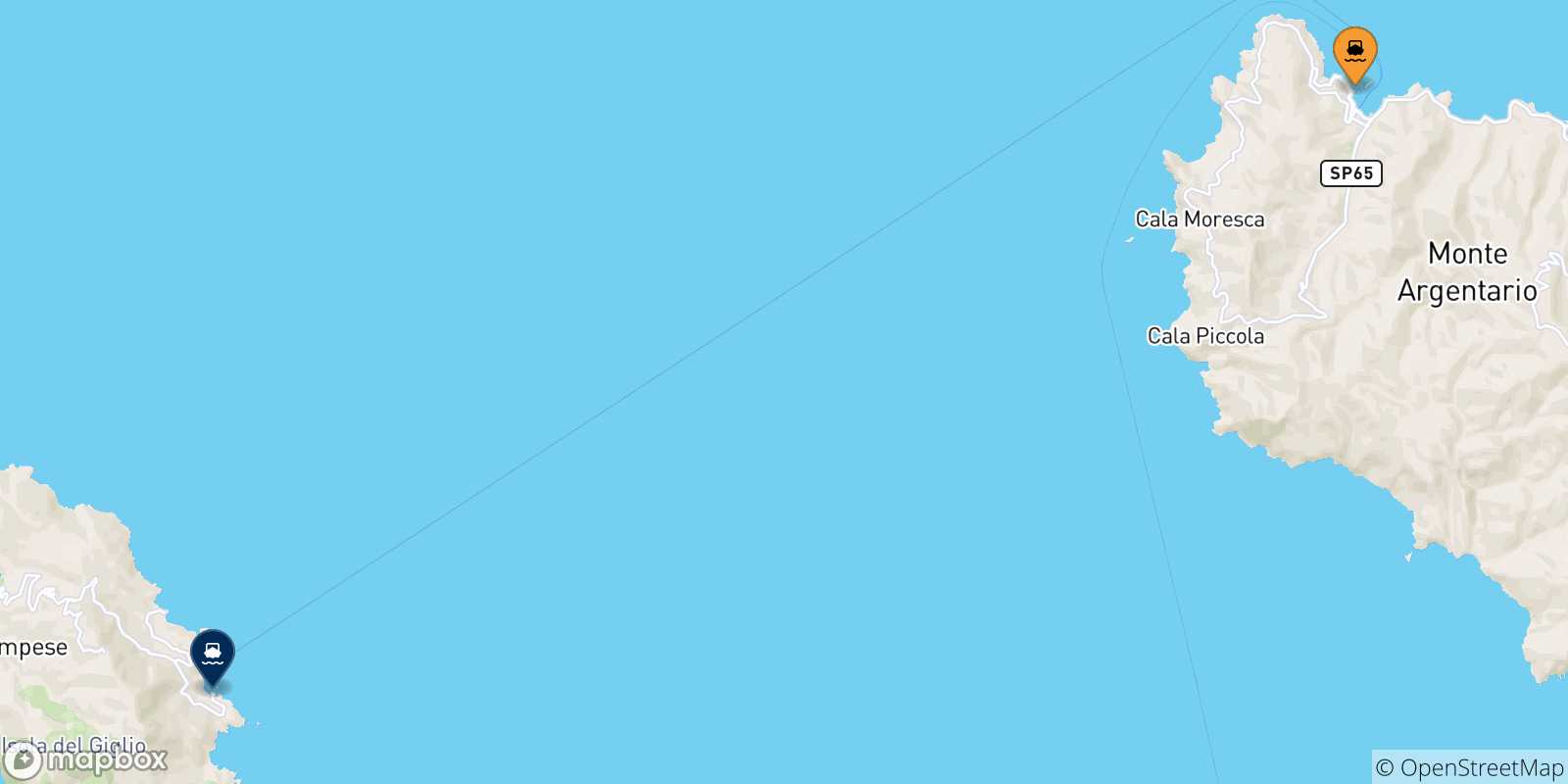 Mappa dei porti collegati con l' Isola Del Giglio