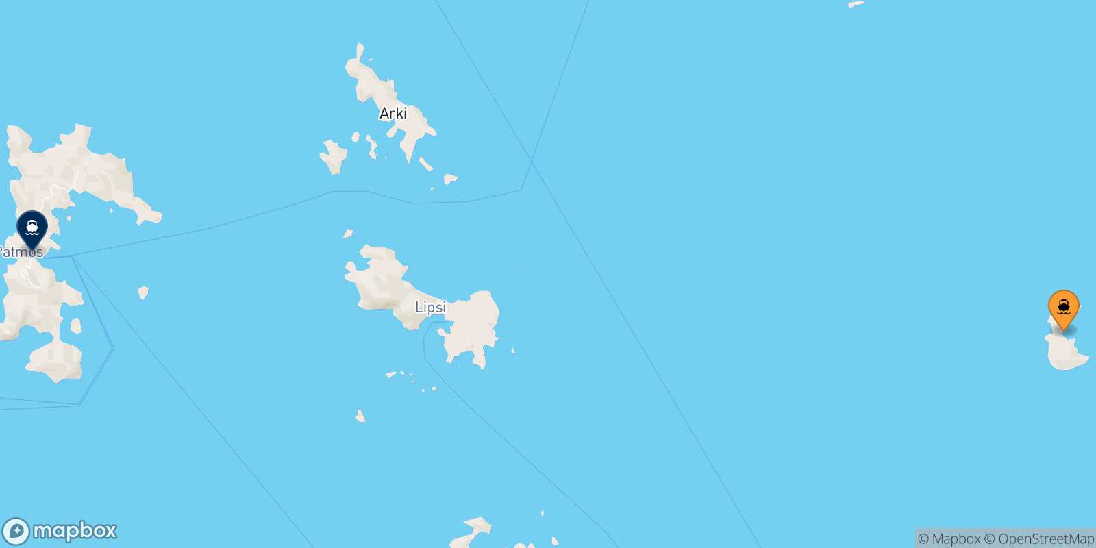 Mappa della rotta Farmakonisi Patmos