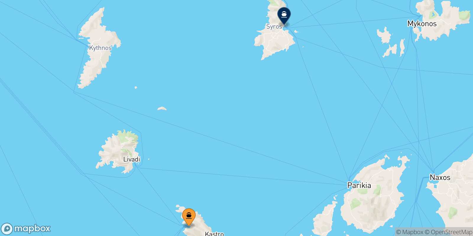 Mappa della rotta Sifnos Syros