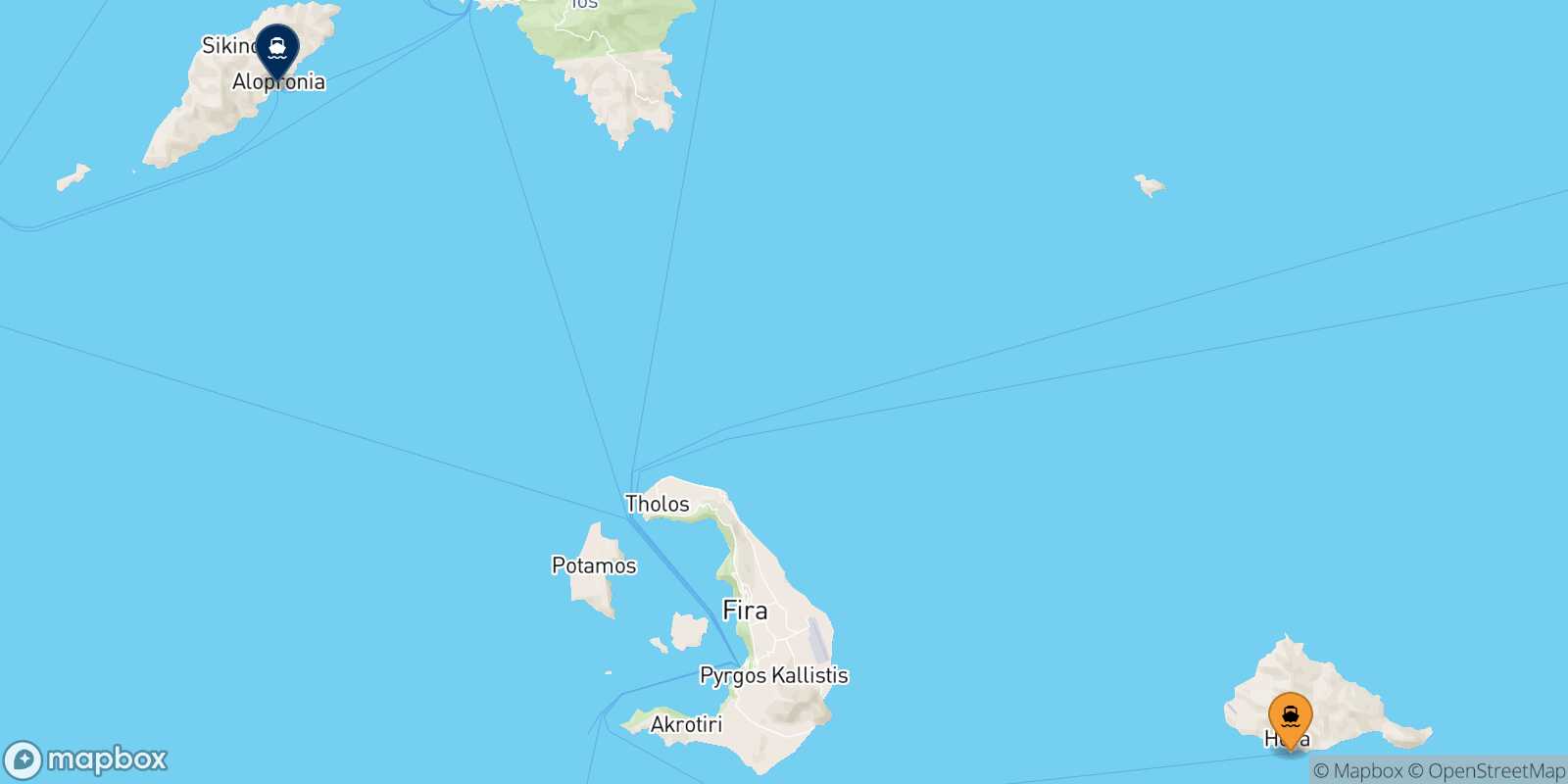 Mappa della rotta Anafi Sikinos