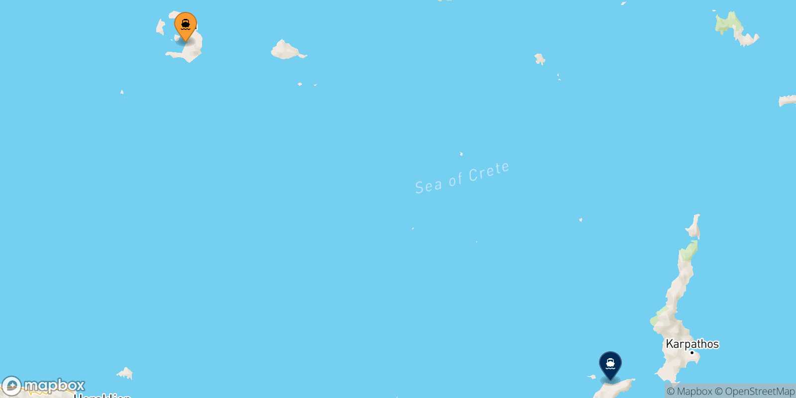 Mappa della rotta Santorini Kasos