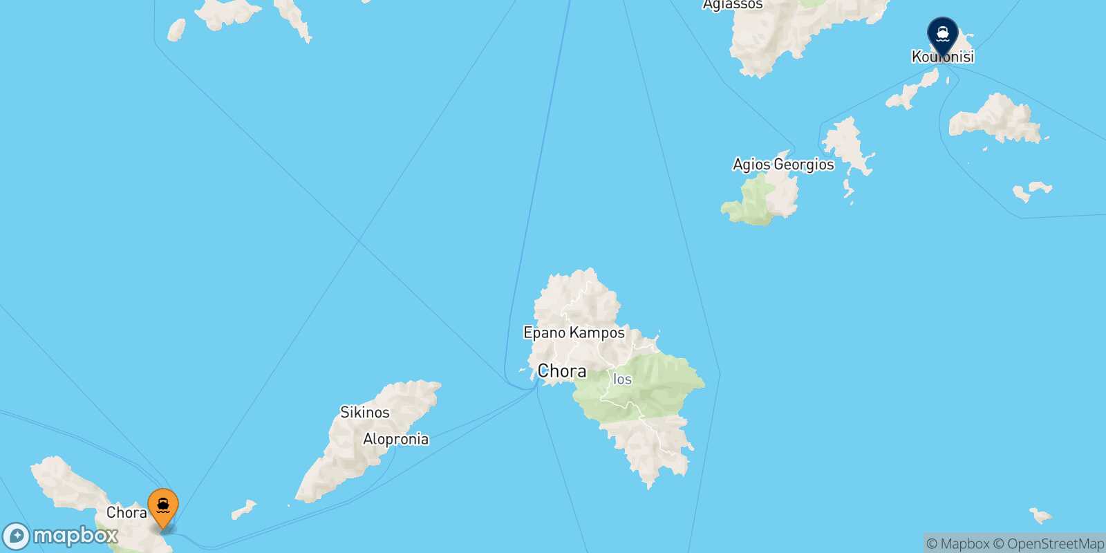Mappa della rotta Folegandros Koufonissi