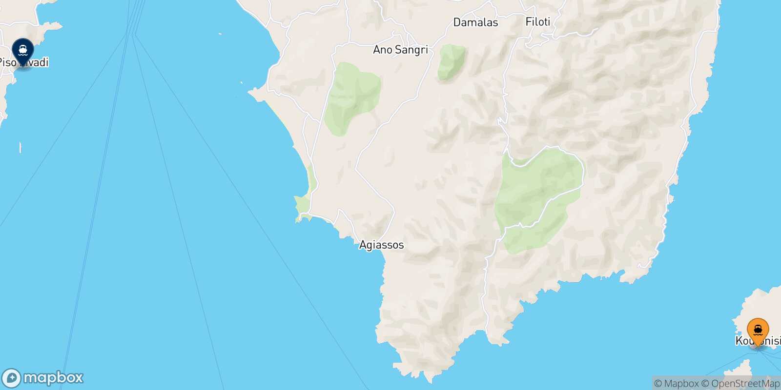 Mappa della rotta Koufonissi Piso Livadi (Paros)