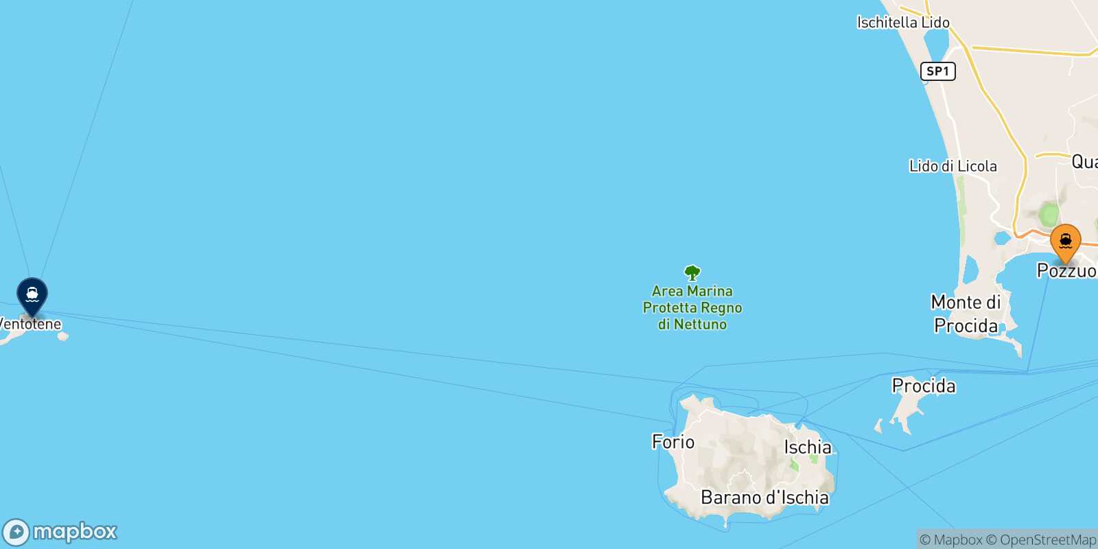 Mappa della rotta Casamicciola (Ischia) Ventotene