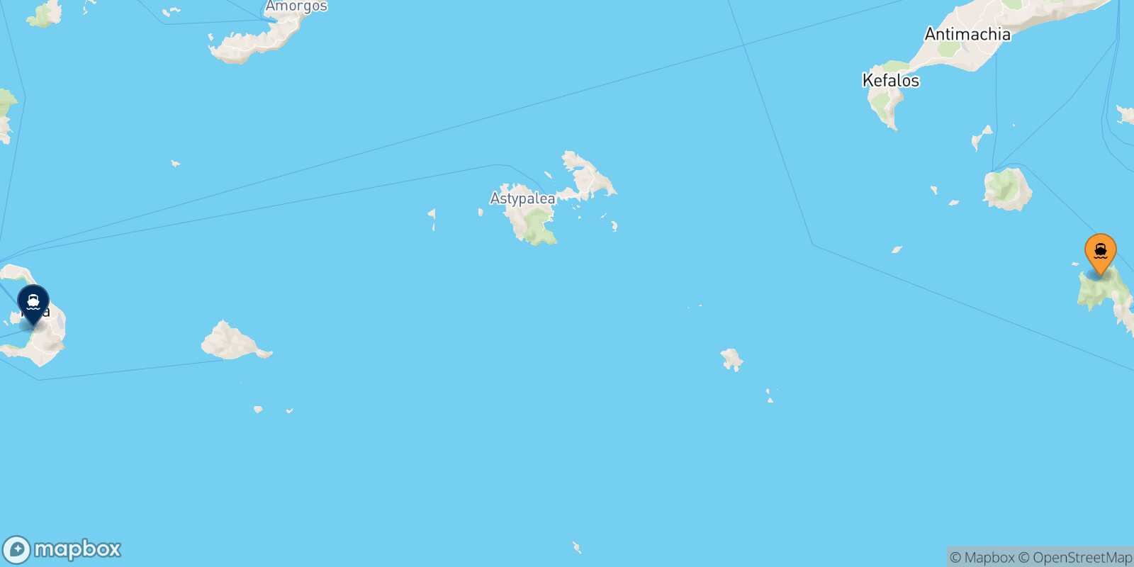Mappa della rotta Tilos Santorini
