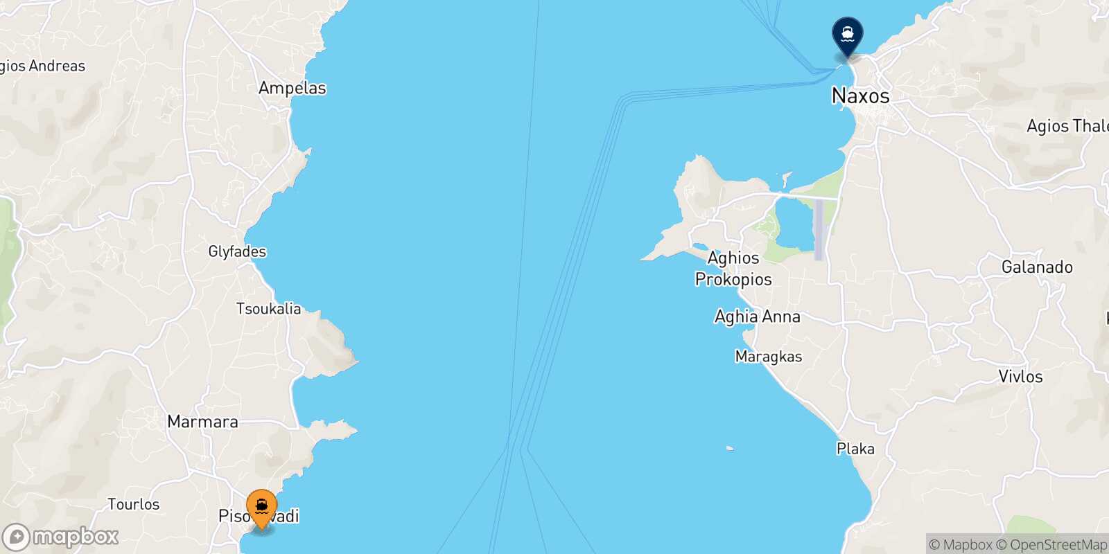 Mappa della rotta Piso Livadi (Paros) Naxos