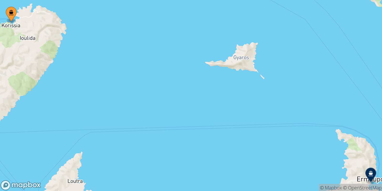 Mappa della rotta Kea Syros