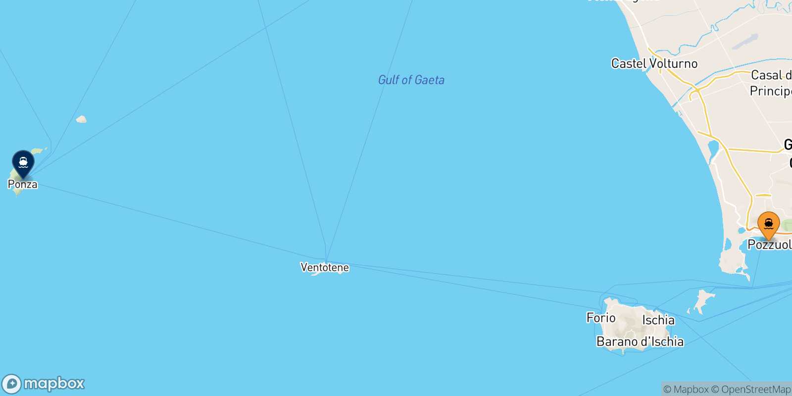 Mappa della rotta Casamicciola (Ischia) Ponza