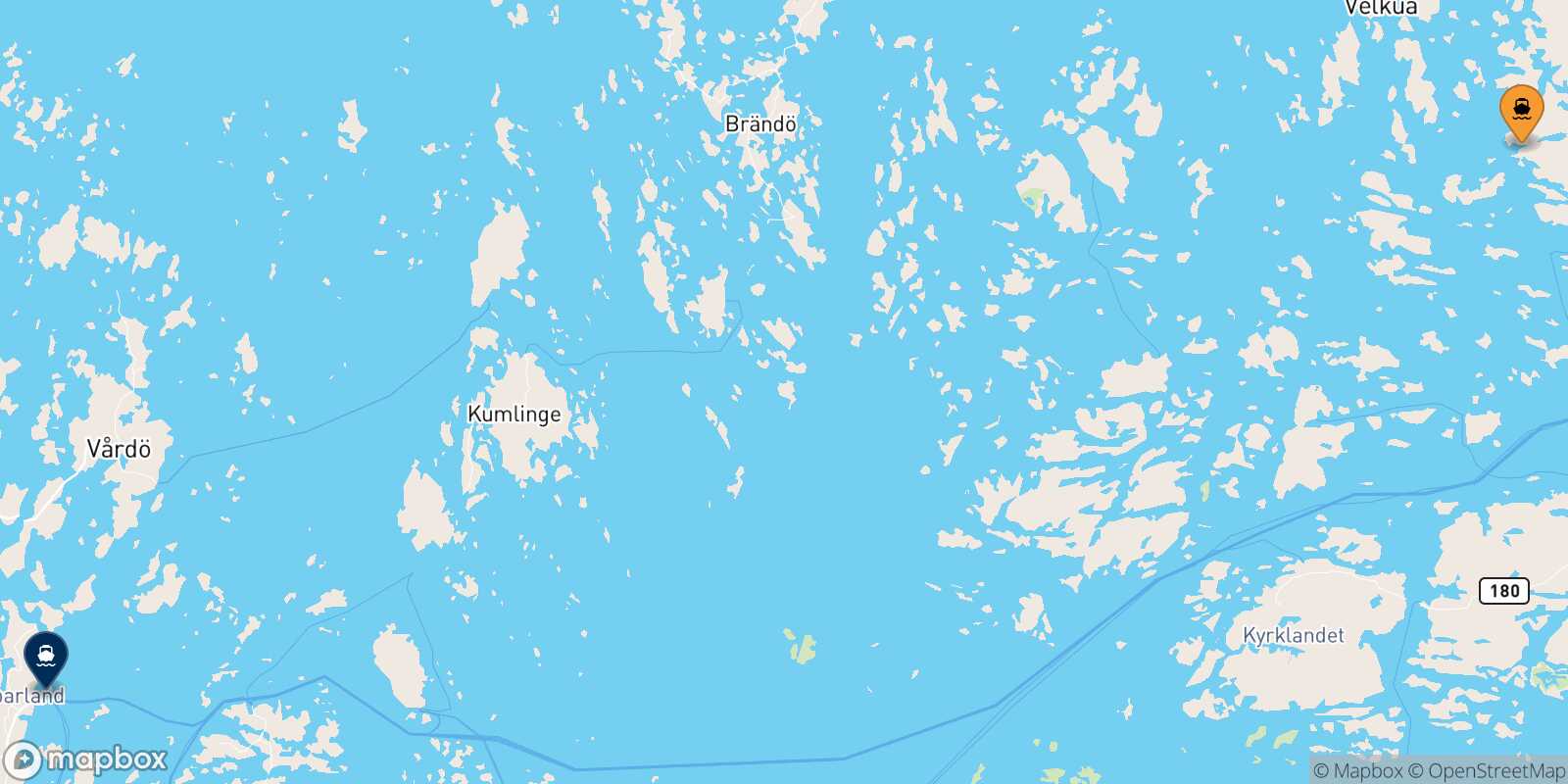 Mappa della rotta Naantali Långnäs