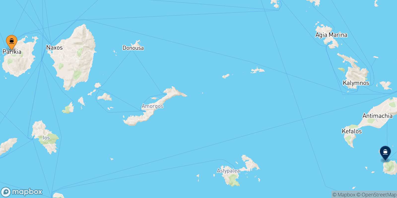 Mappa della rotta Paros Nisyros