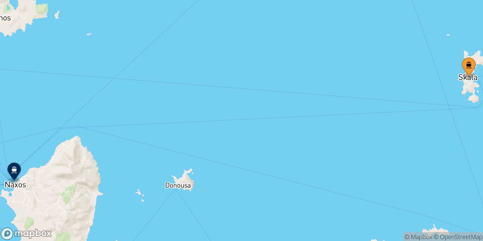Mappa della rotta Patmos Naxos