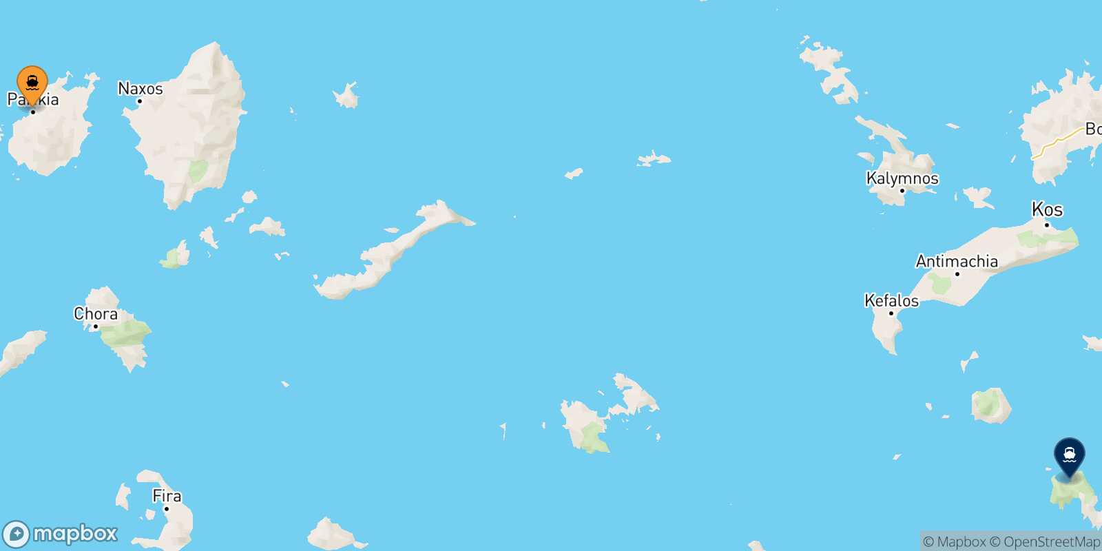 Mappa della rotta Paros Tilos