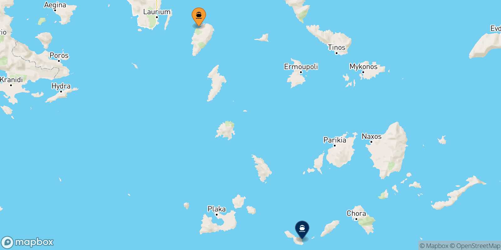 Mappa della rotta Kea Folegandros