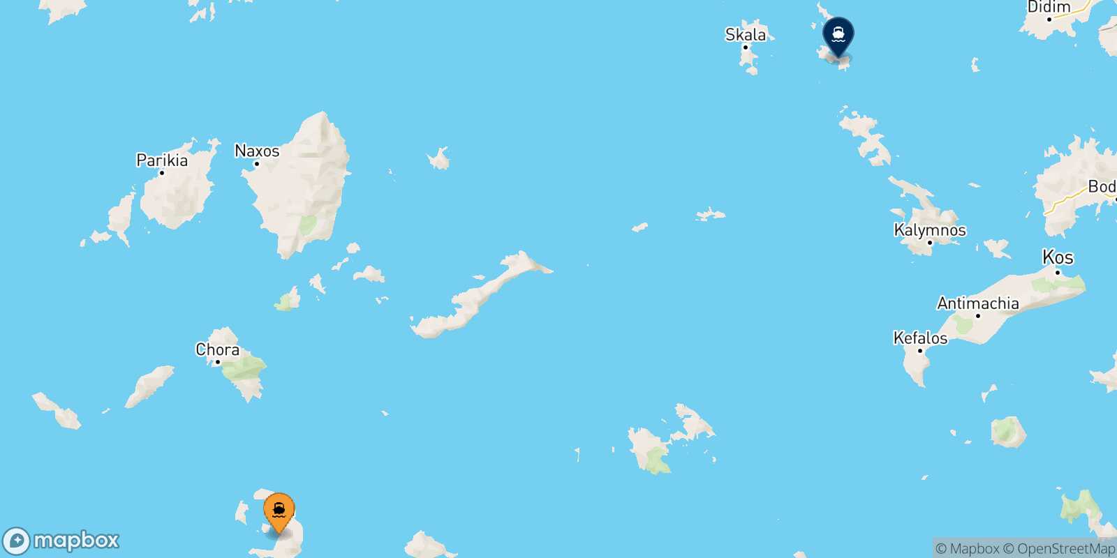 Mappa della rotta Santorini Lipsi