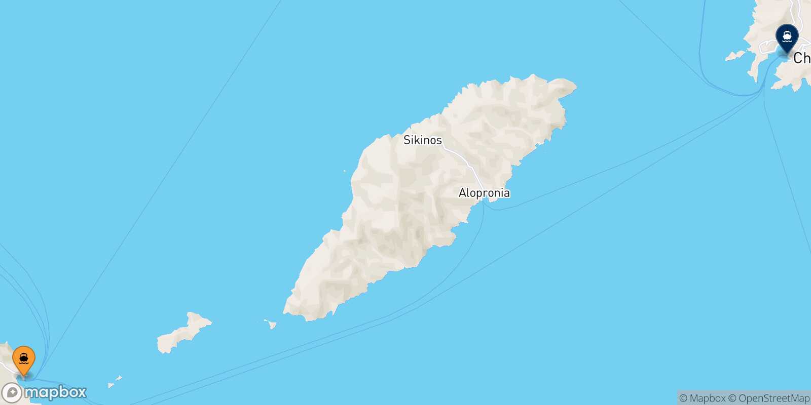 Mappa della rotta Folegandros Ios
