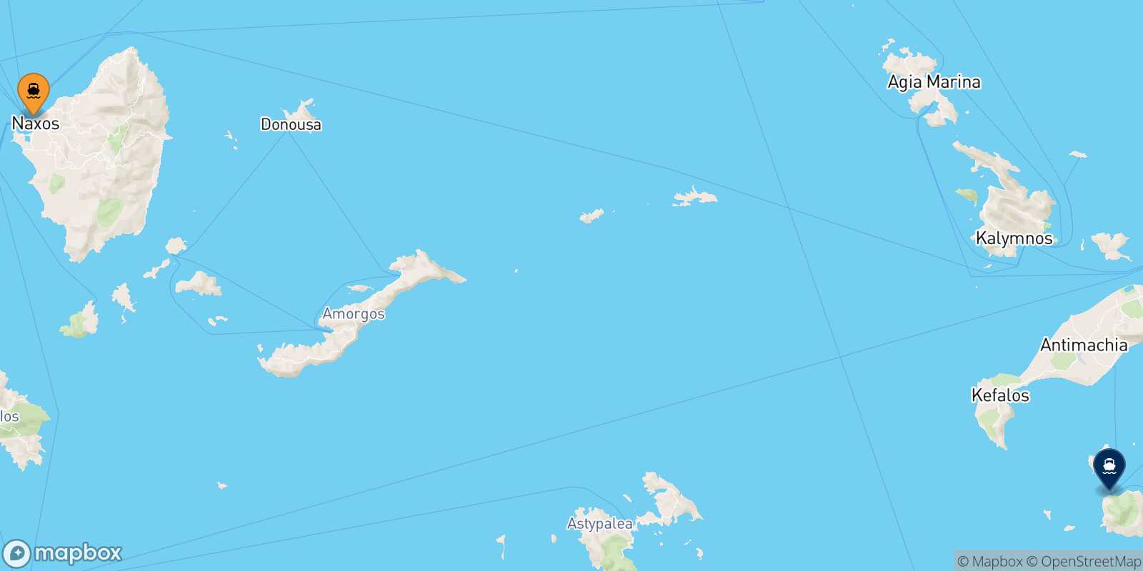 Mappa della rotta Naxos Nisyros