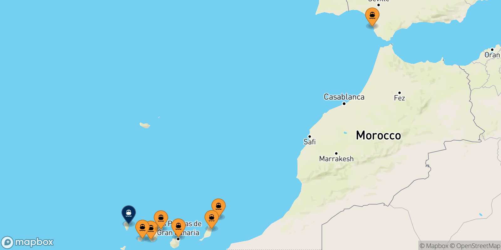 Mappa dei porti collegati con  Santa Cruz De La Palma