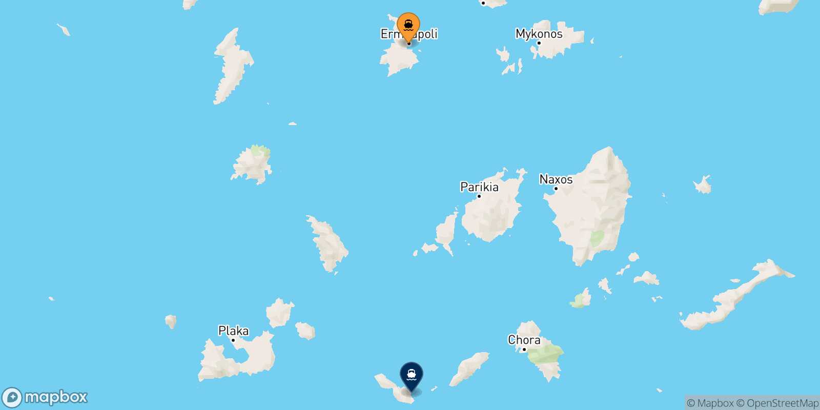 Mappa della rotta Syros Folegandros