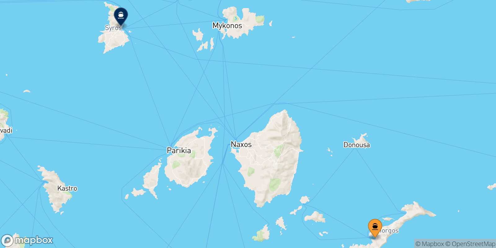 Mappa della rotta Katapola (Amorgos) Syros