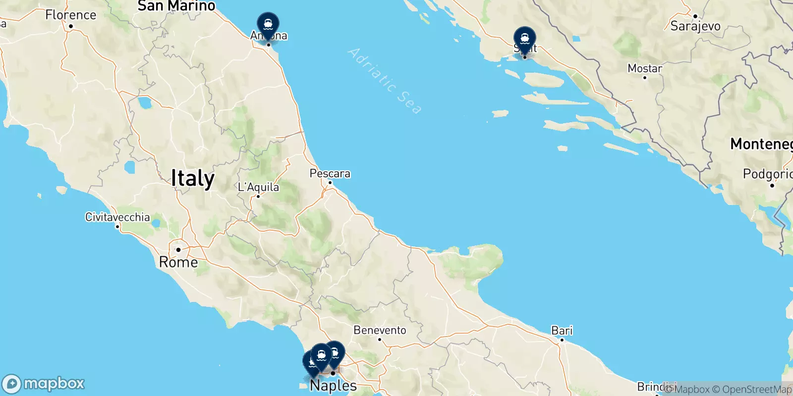 Mappa delle destinazioni Snav