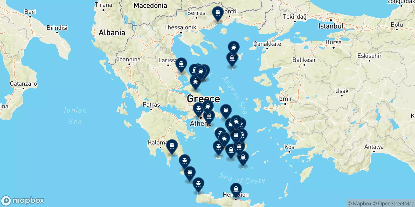 Mappa delle destinazioni Seajets