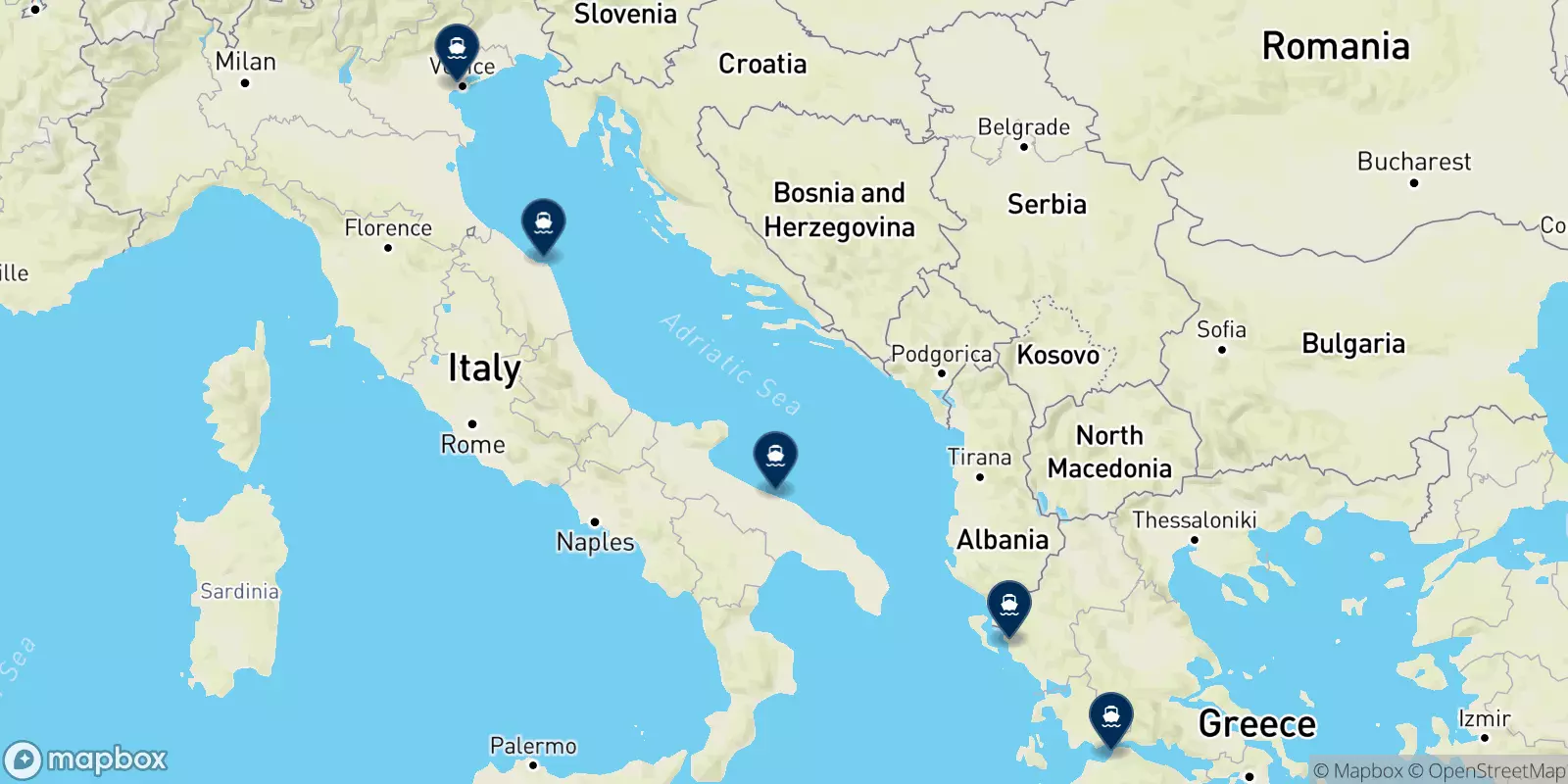 Mappa delle destinazioni K/x Anek Superfast