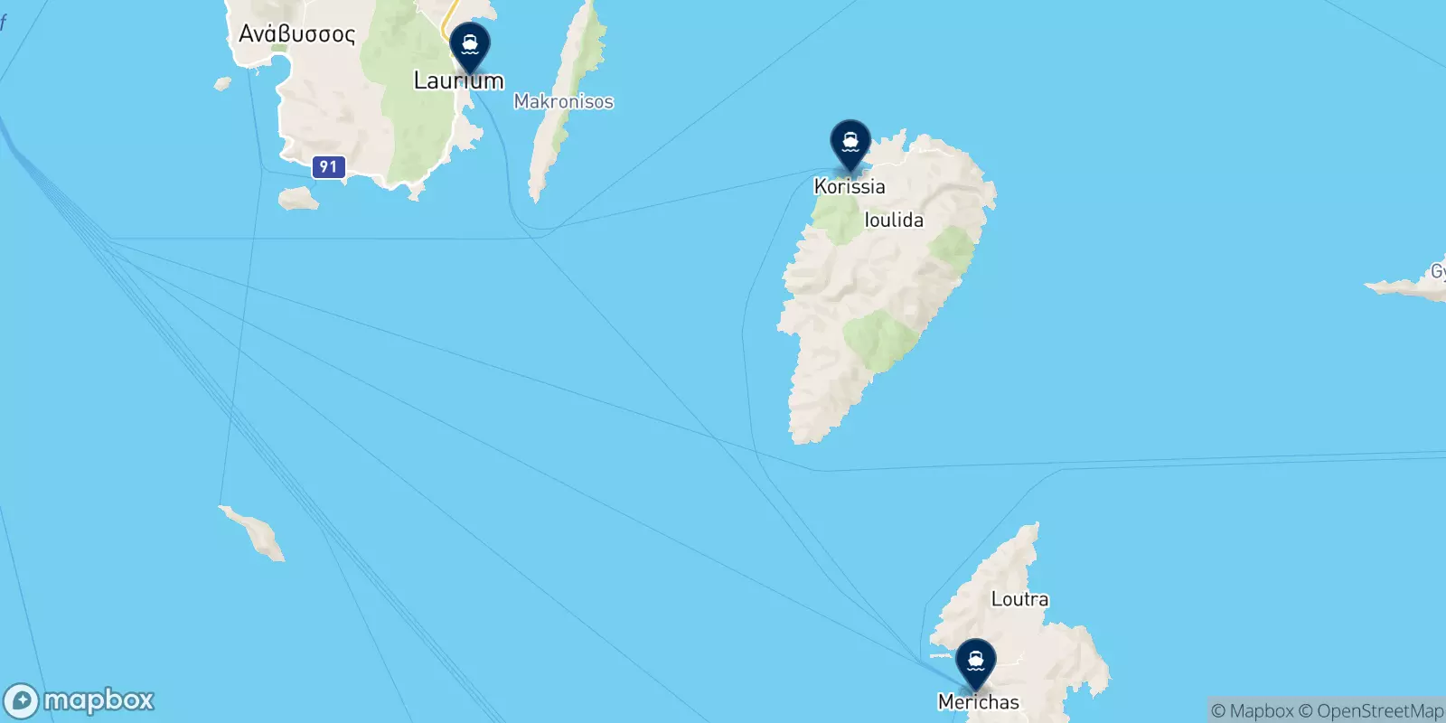 Mappa delle destinazioni Karystia N.e.