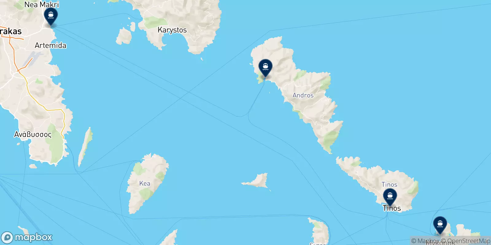 Mappa delle destinazioni Fast Ferries