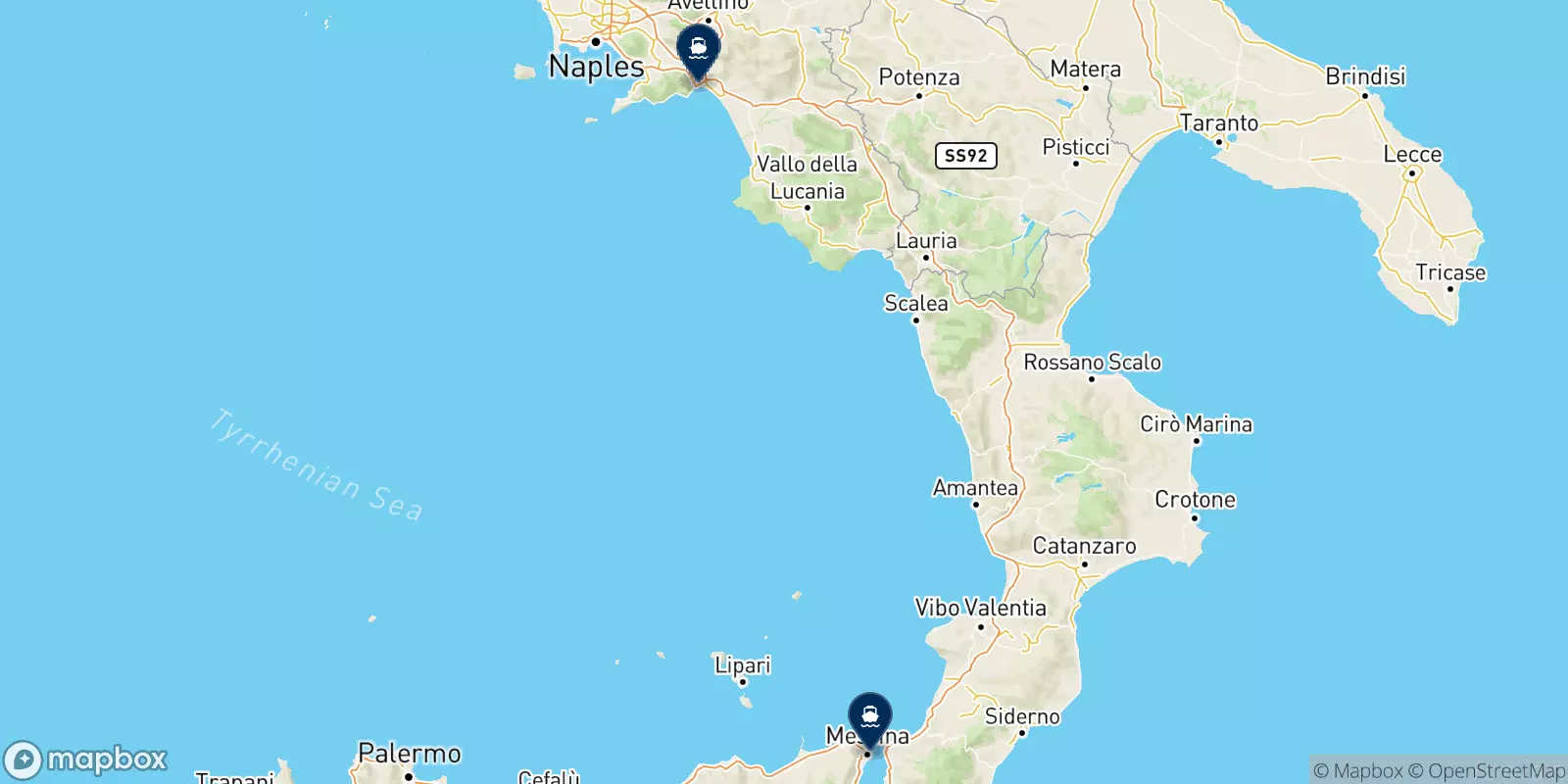 Mappa delle destinazioni Caronte & Tourist